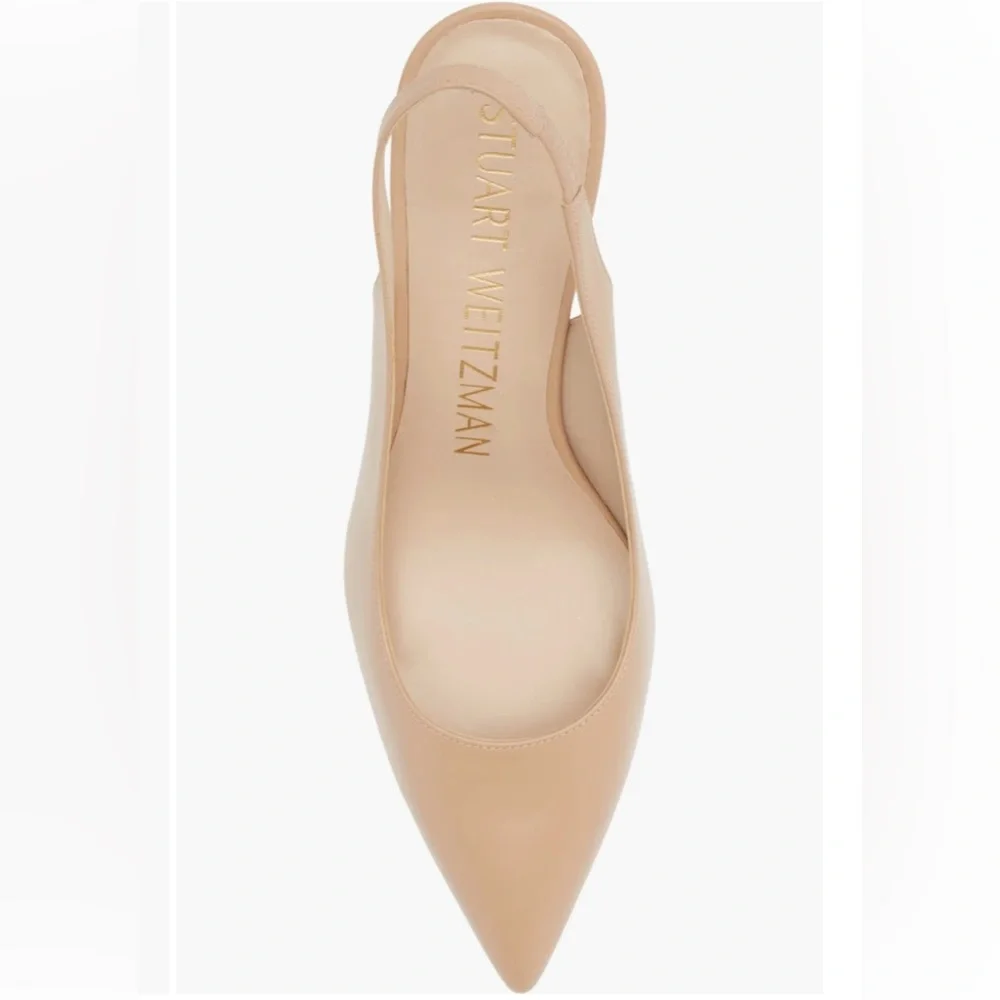 NIB $375 Stuart Weitzman Linsi Pointed Toe Slingback Pump, ADOBE, size 12! - Picture 4 of 7